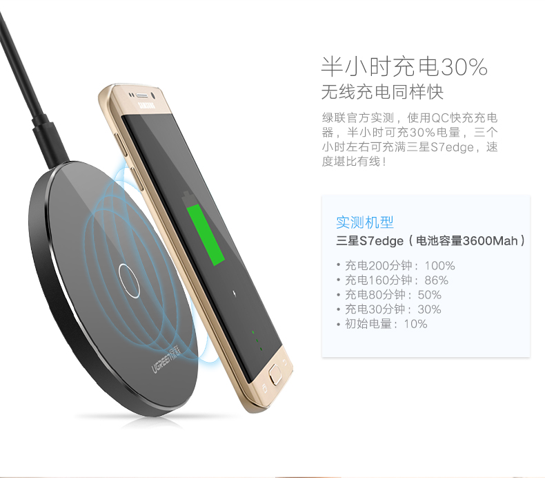 绿联iPhone8三星S8无线充电器