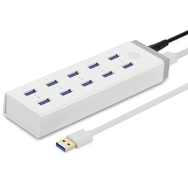 USB3.0HUB带电源10口高速扩展多接分线器集线器