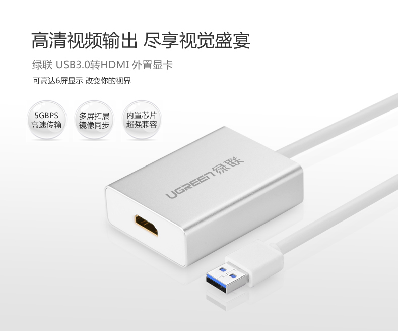 绿联USB转HDMI转换器外置显卡