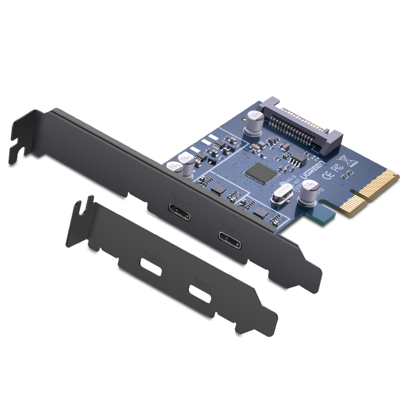 绿联 PCI-E转USB3.1 type-c双口移动硬盘高速U盘台式机电脑扩展卡