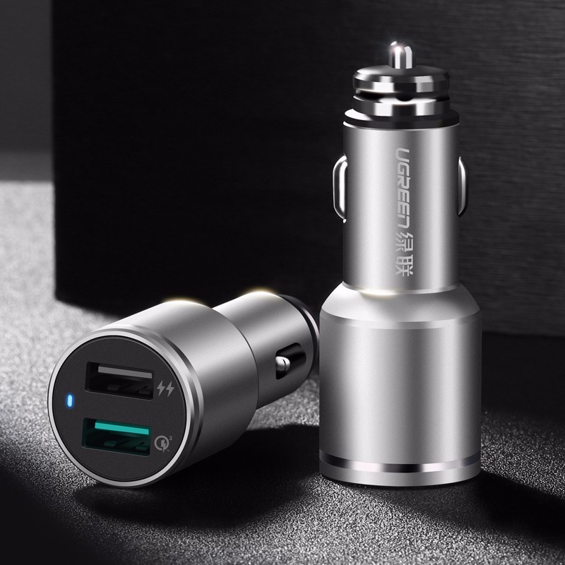 绿联车载充电器,双口QC3.0快充