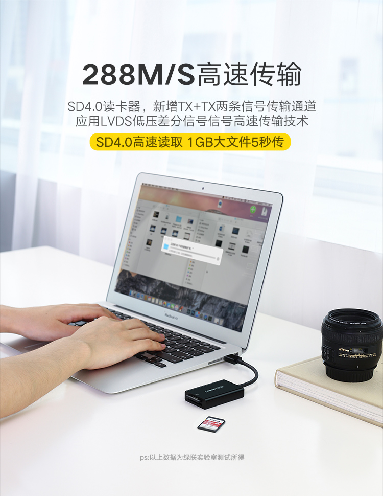 绿联SD卡读卡器，USB3.0双SD相机卡同时读取