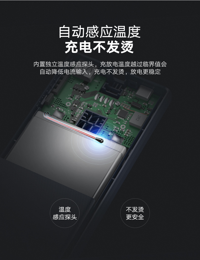 绿联快充移动电源，双向Type-c快充自带线