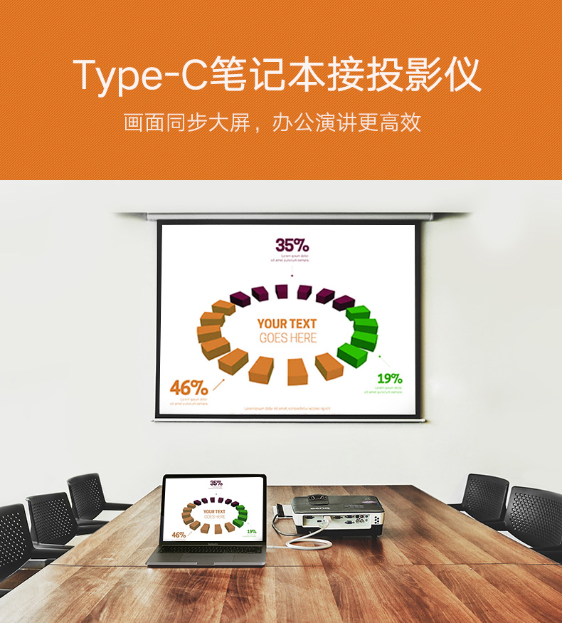 绿联Type-C转HDMI线，华为Mate10手机投屏视频转接线