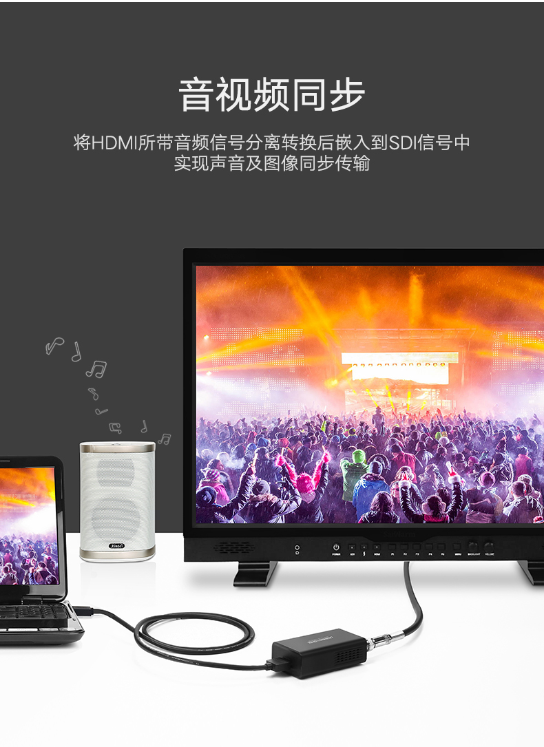 绿联HDMI转SDI转换器，高清监控器HDMI信号转3G/SD/HD-SDI