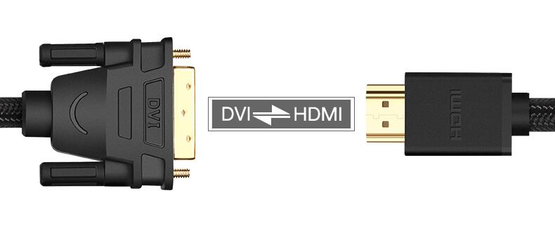 绿联hdmi转dvi线，电脑电视1080P双向互转高清线