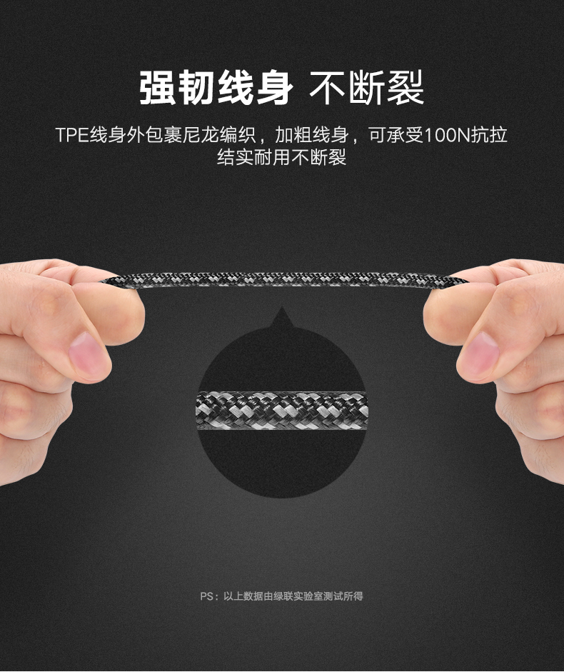 绿联Type-C数据线，双Type-C公对公3A电流快充线