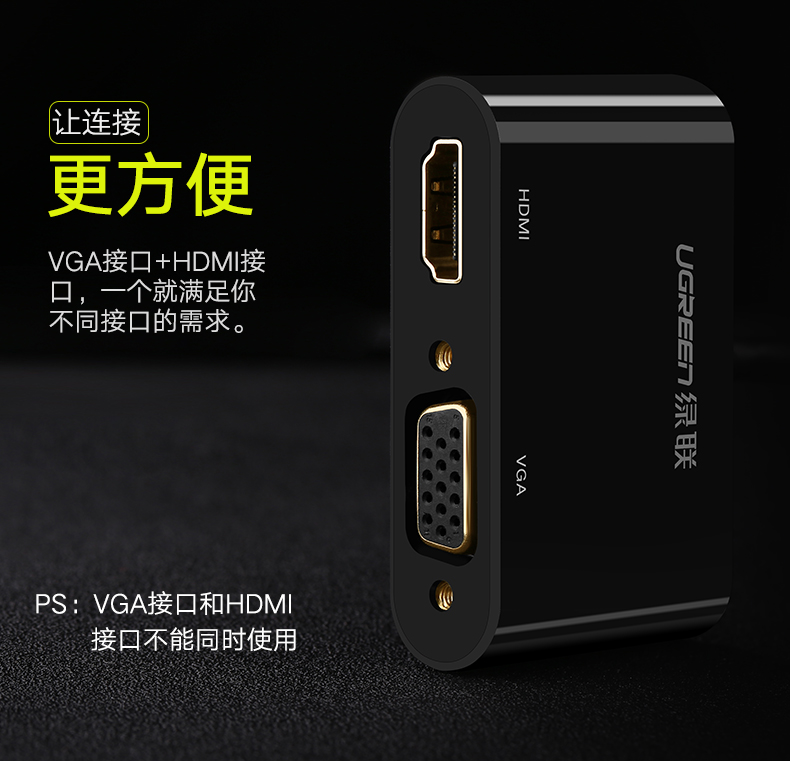 绿联DP转HDMI/VGA转换器