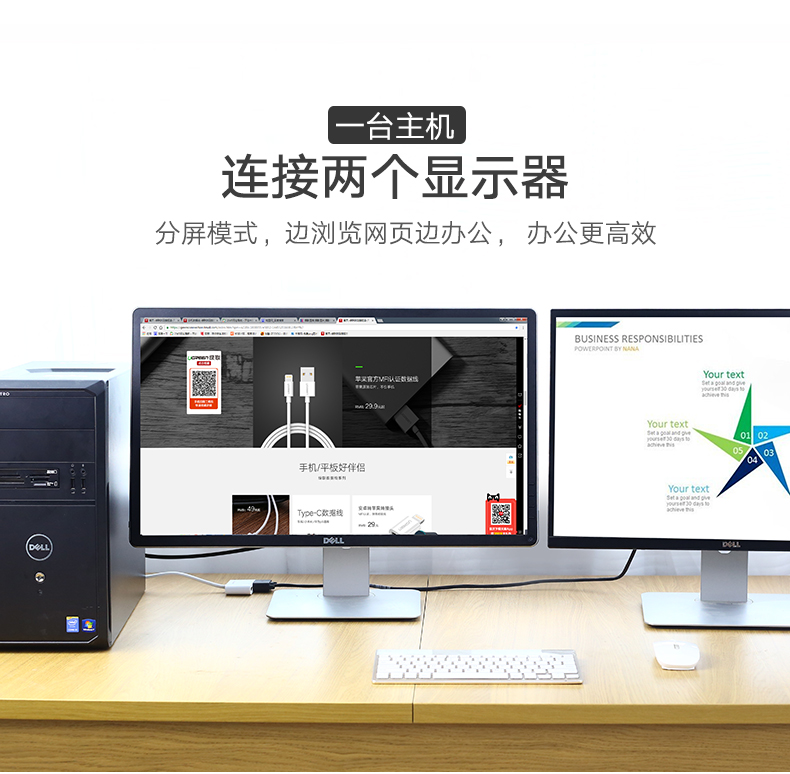 绿联DP转HDMI/VGA转换器