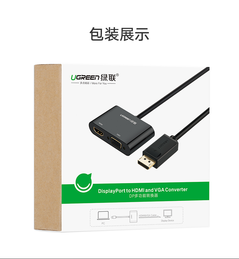 绿联DP转HDMI/VGA转换器