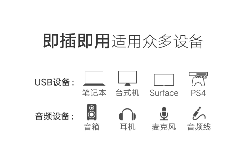 绿联USB外置声卡，USB转耳机麦克风音响3.5mm音频线