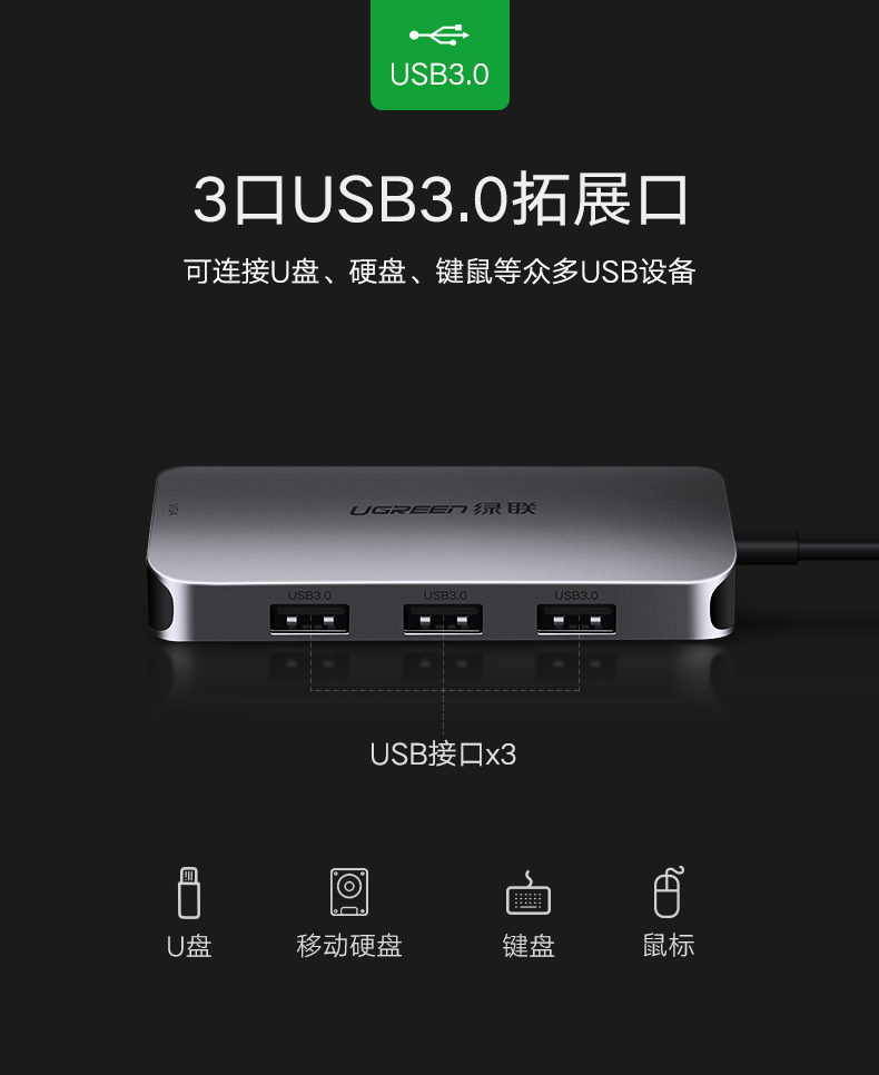 Type-C转VGA转换器，华为Mate10苹果MacBook笔记本扩展坞