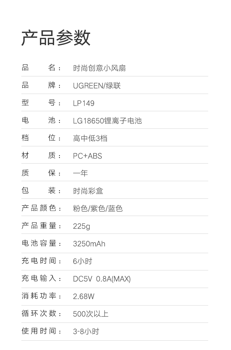 UGREEN绿联-品质新体验,数码选绿联 绿联手持桌面小风扇,夏天办公户外便携USB充电风扇