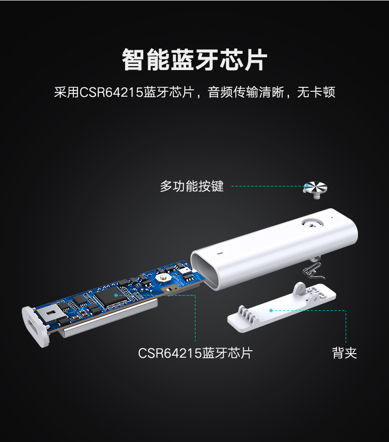 绿联蓝牙5.0音频接收器，aptX无损音质有线耳机变无线