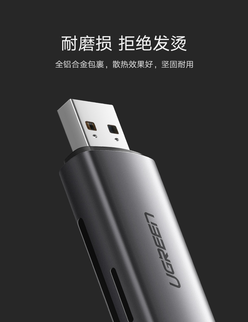 绿联手机电脑两用读卡器，相机SD卡手机TF卡同时读取