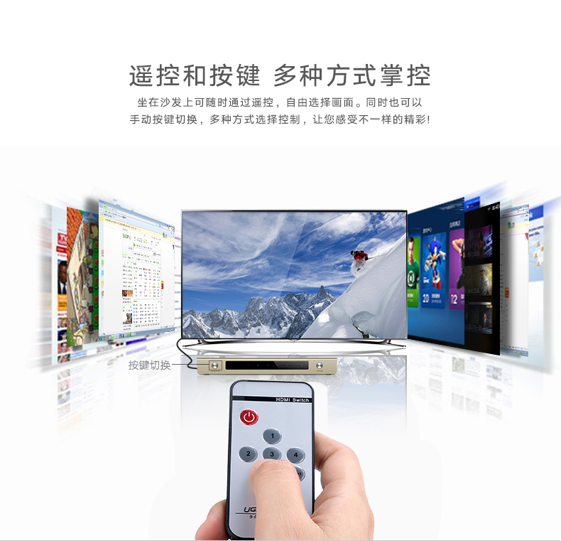 绿联HDMI切换器5进1出高清视频共享器