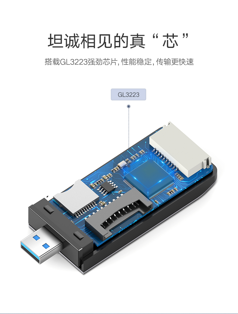 绿联usb3.0多合一读卡器，手机单反相机SDTFMS卡读卡器