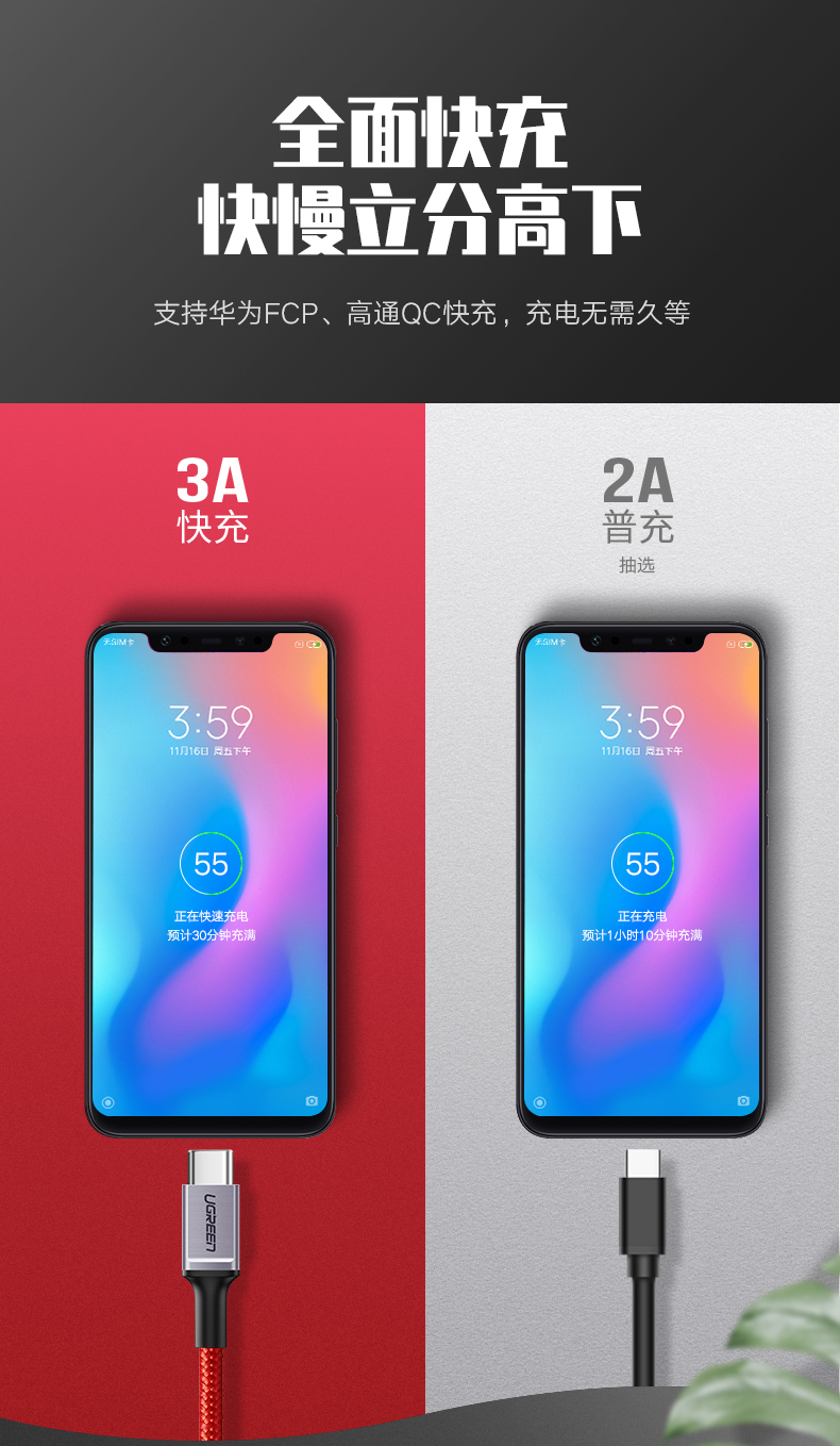 UGREEN绿联-品质新体验数码选绿联 绿联Type-c快充数据线奢华款