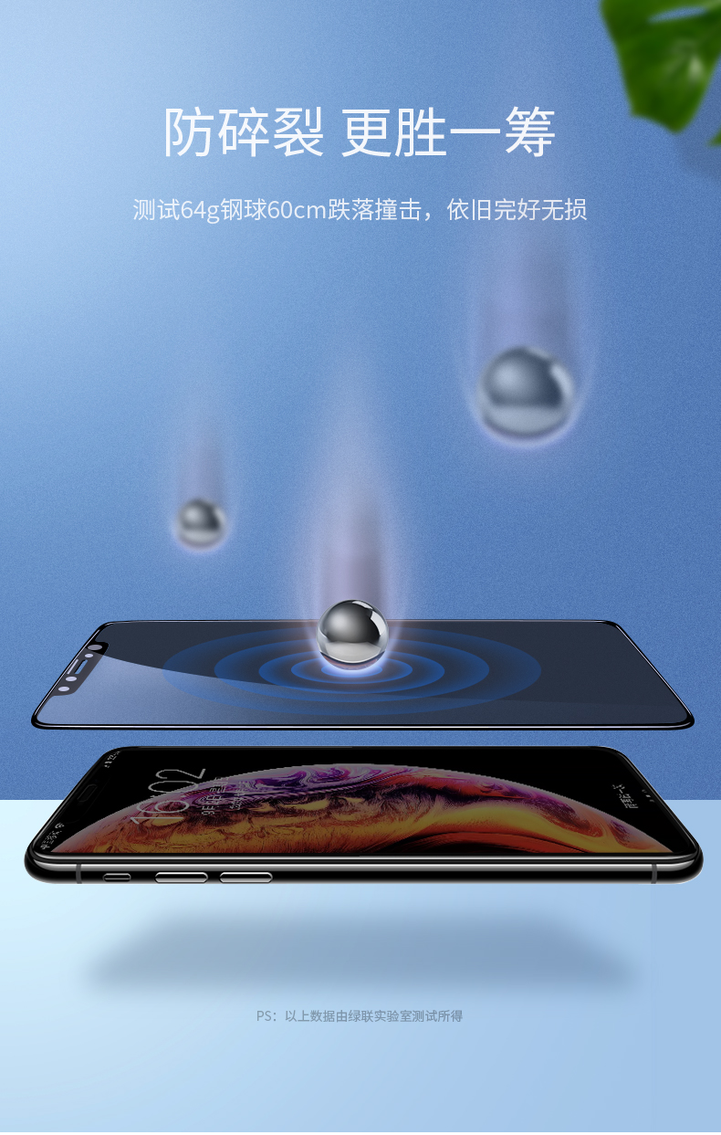 绿联iPhone x/xs/max防窥钢化膜