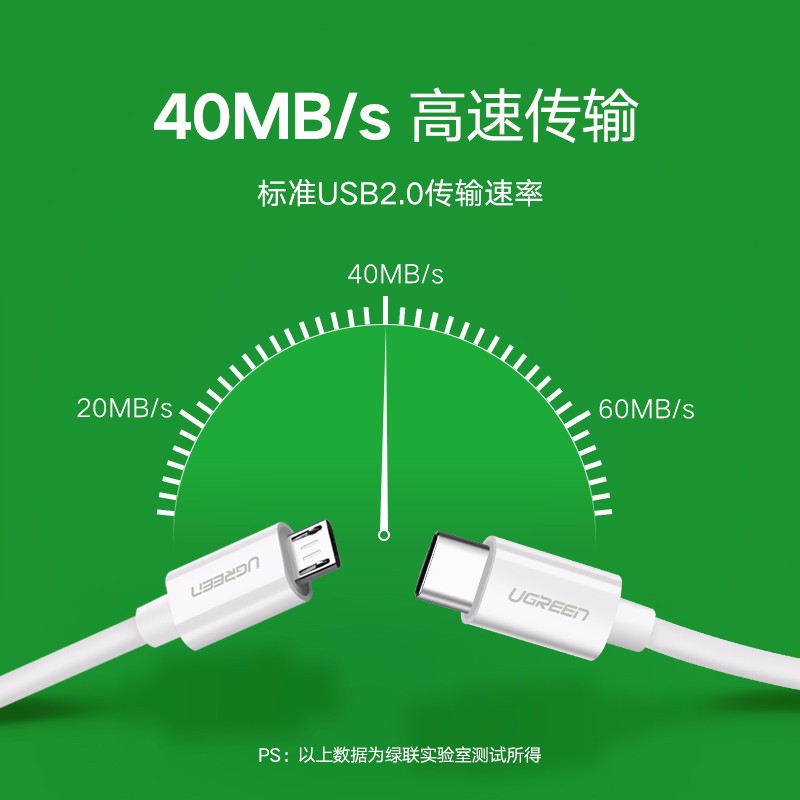 绿联Type-C转Micro usb数据线，Type-C转安卓接口转换线