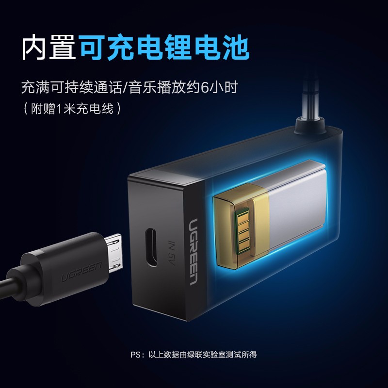 绿联车载蓝牙接收器，aux耳机音箱适配器，蓝牙aptX