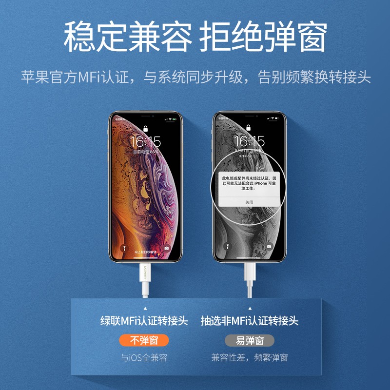 绿联lightning转耳机+充电二合一转换器