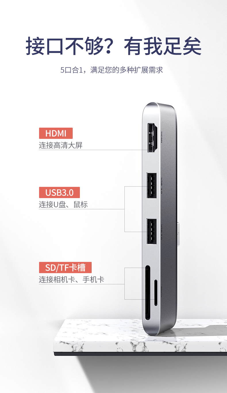 绿联Surface Pro4/5/6扩展坞