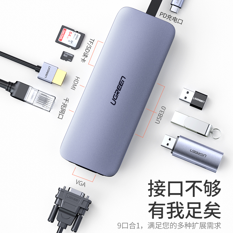 绿联Type-C便携式拓展坞