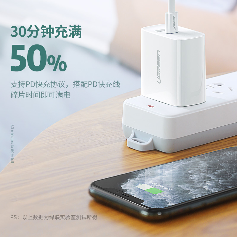 绿联pd+qc/fcp双快充充电器