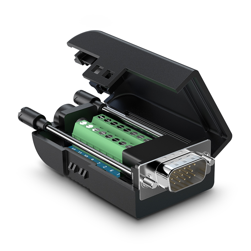 绿联vga免焊接头公3+6+9连接器3排15针DB15