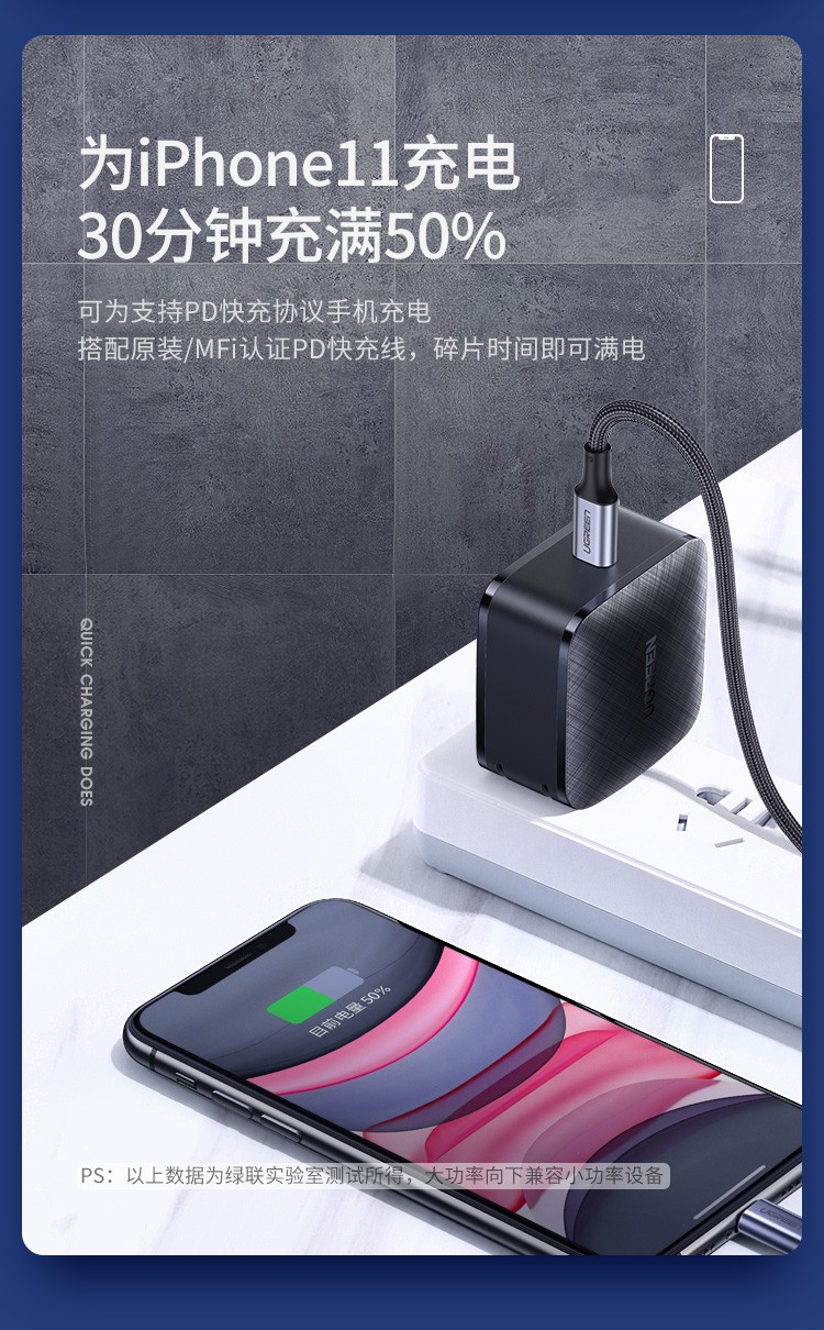 绿联氮化镓充电器65W