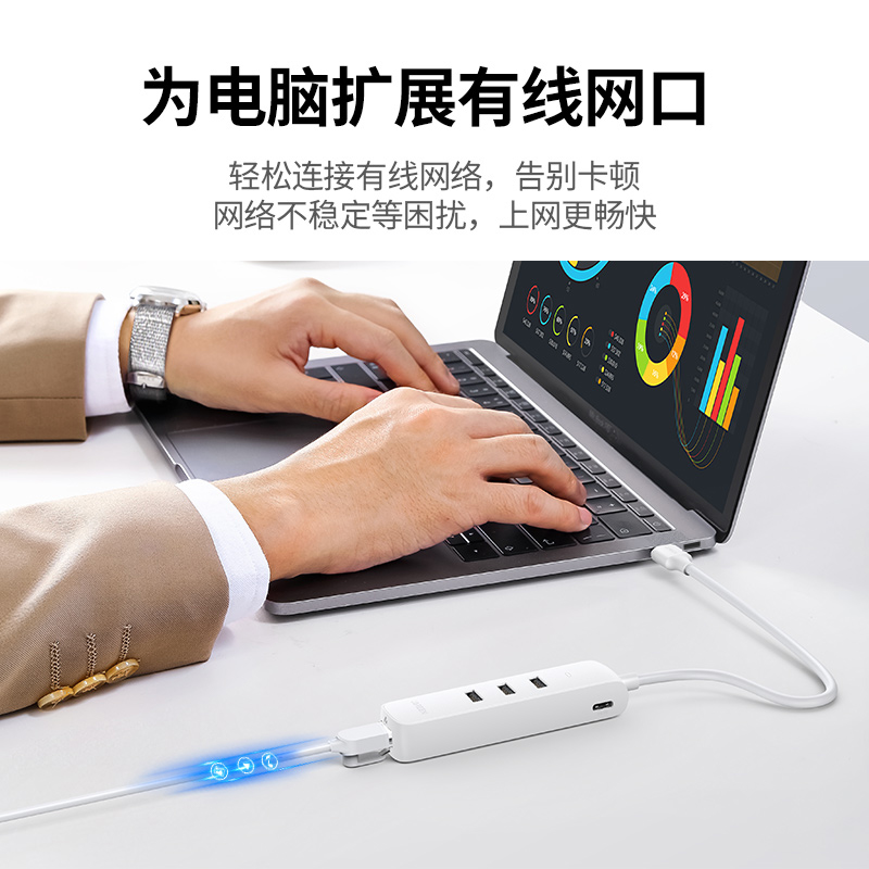 绿联USB转有线网卡+HUB分线器