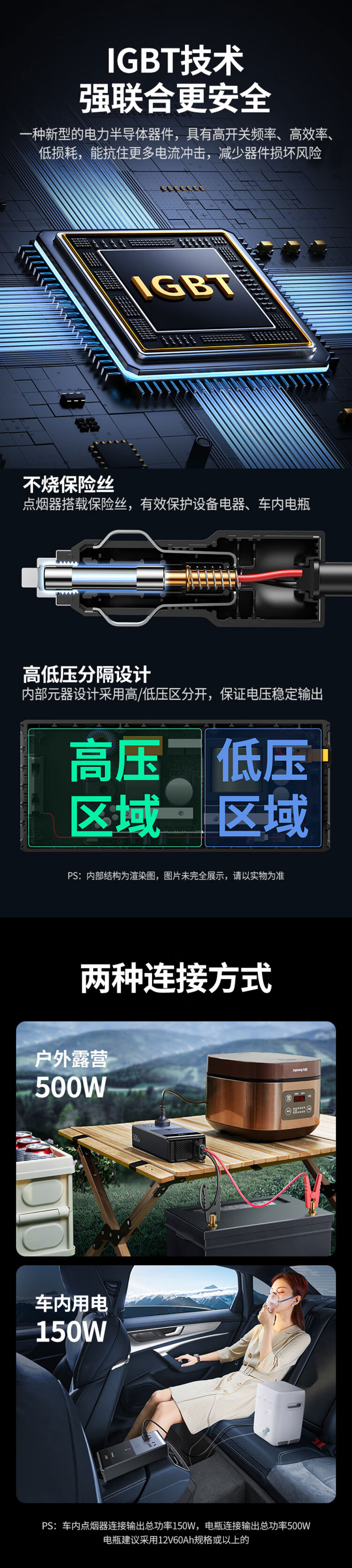 绿联EP704车载逆变器 大功率纯正弦波电源转换器插座