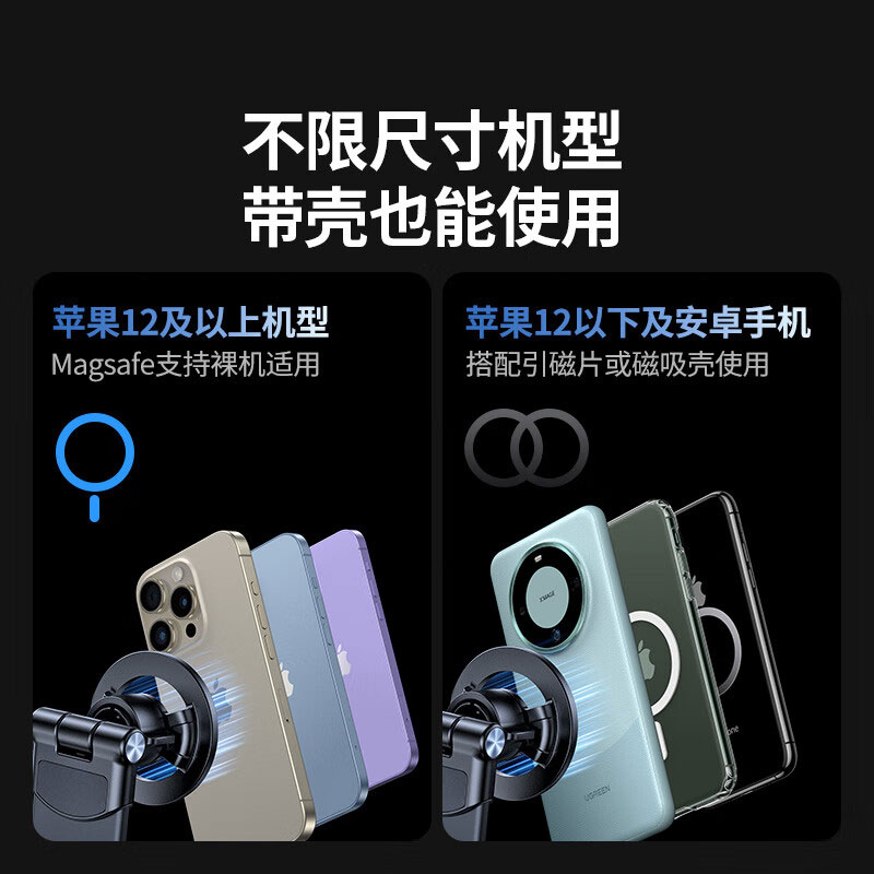 绿联MagSafe翻折磁吸车载手机支架