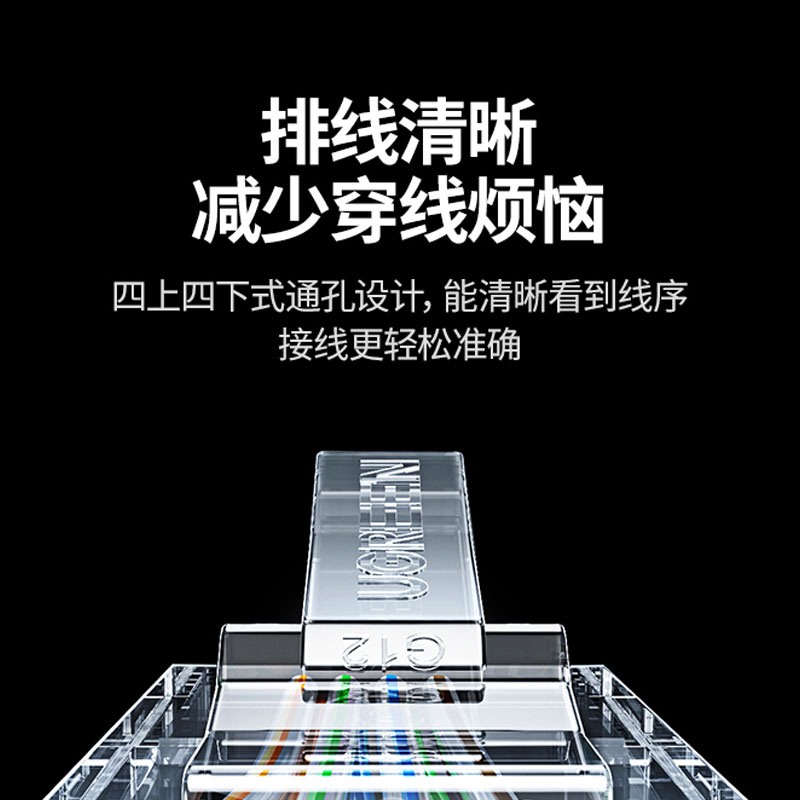 绿联超五类非屏蔽通孔式3U水晶头