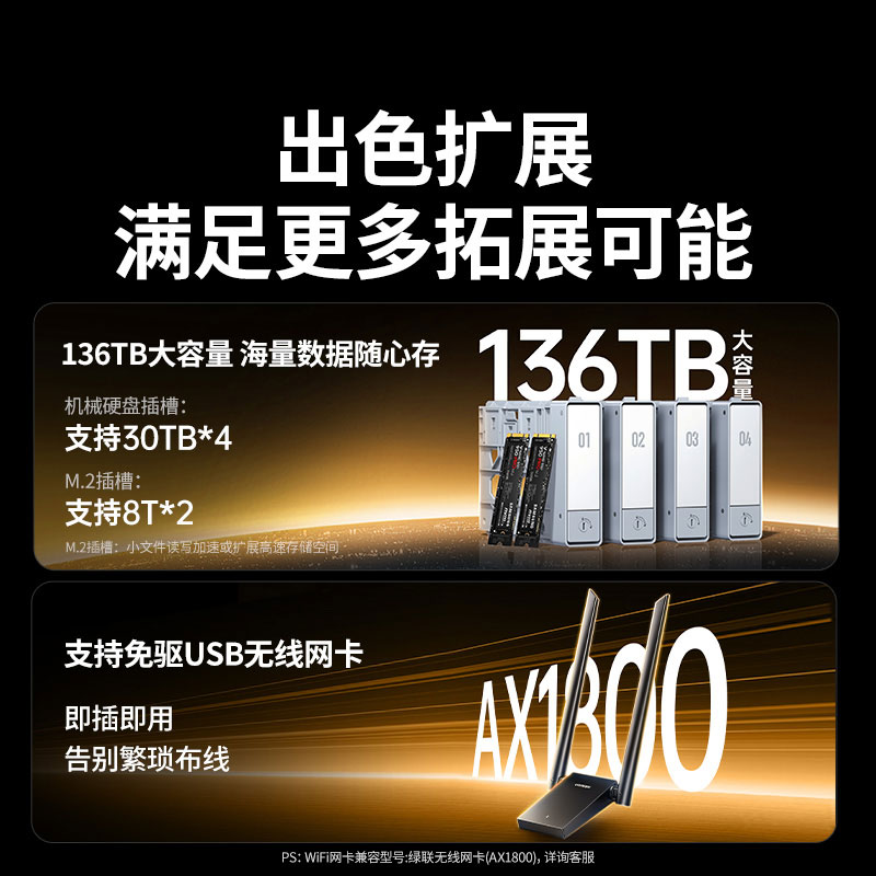 绿联网络私有云存储-DXP4800-白色版