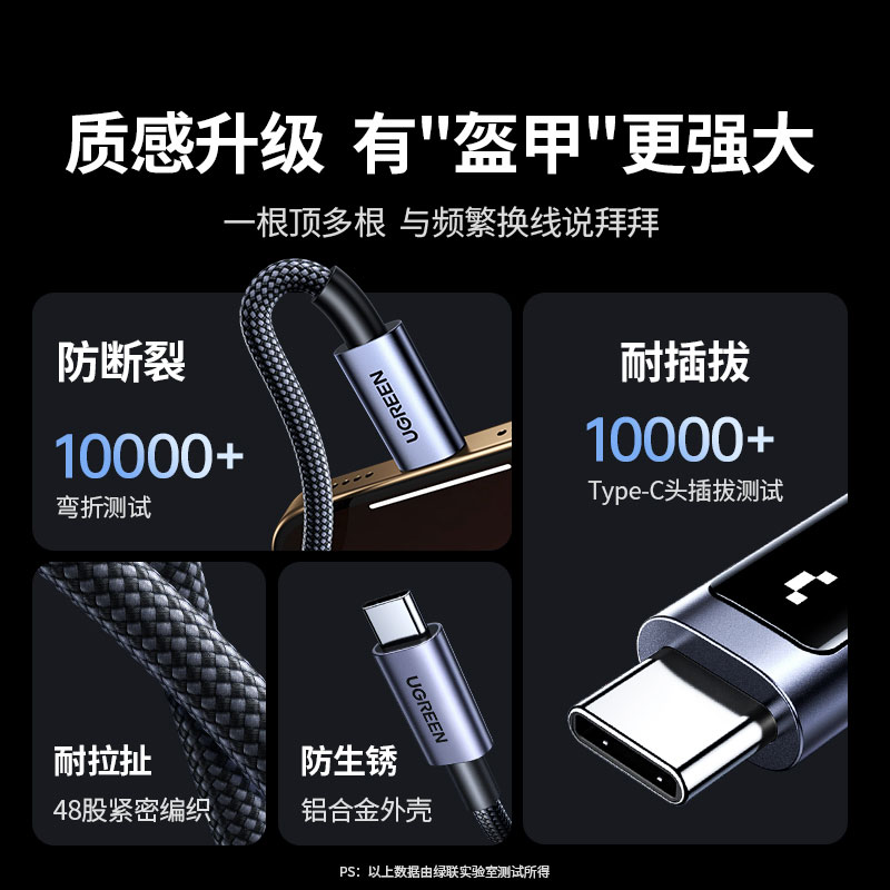绿联Q湃萌趣快充数据线 100W