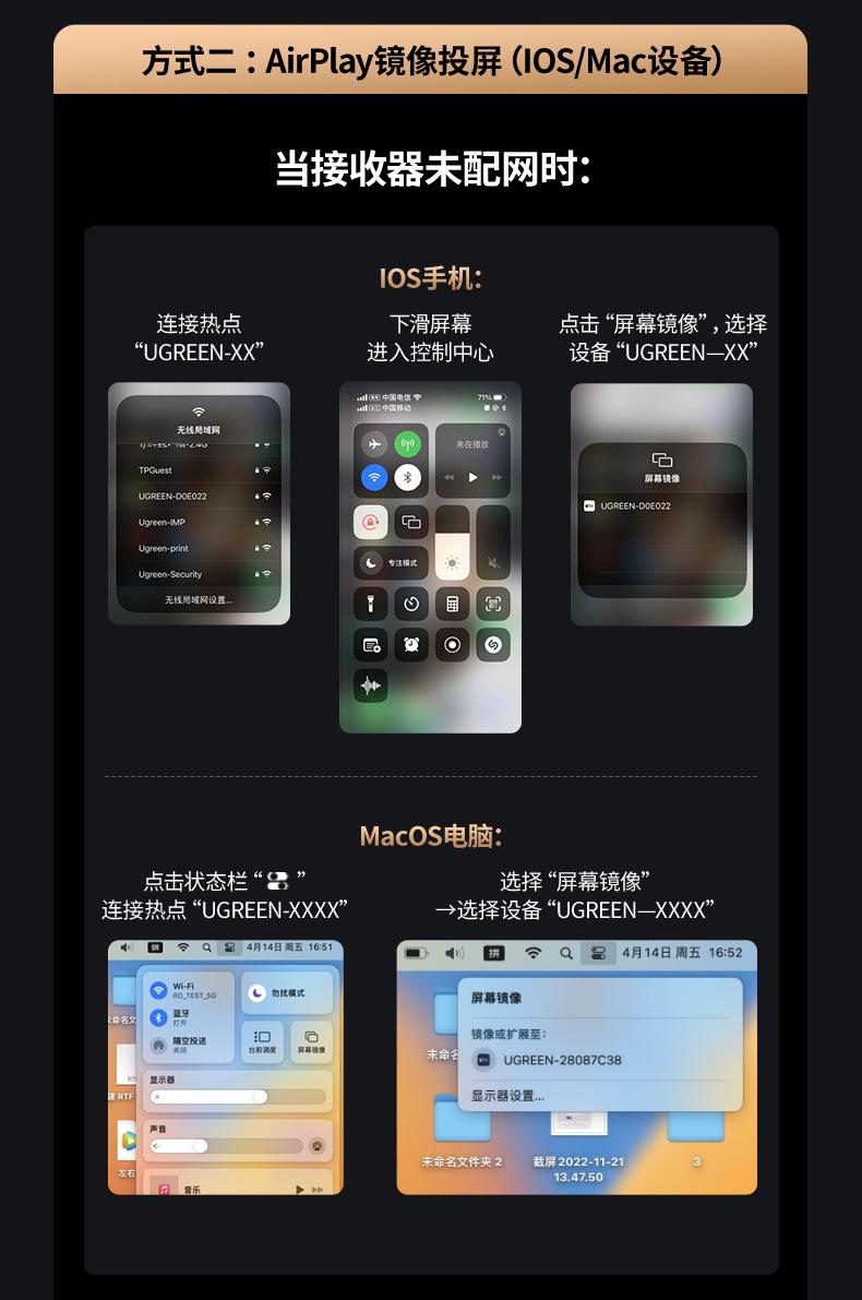 UGREEN CM625 50米远距离 低延迟投屏
