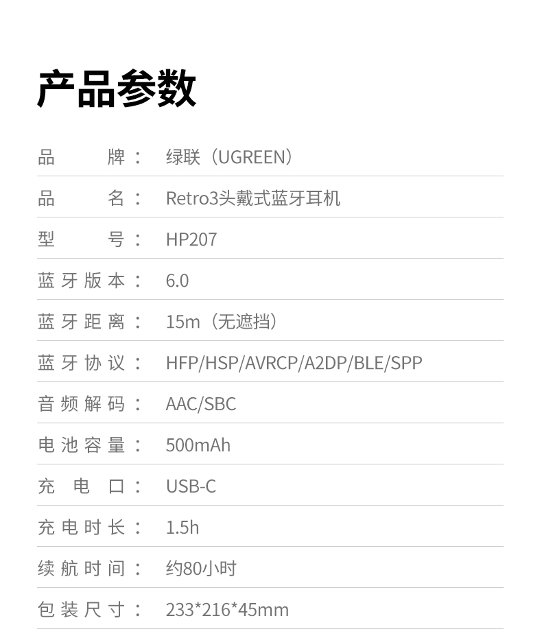 绿联HP207 智能省电模式 延长使用时间