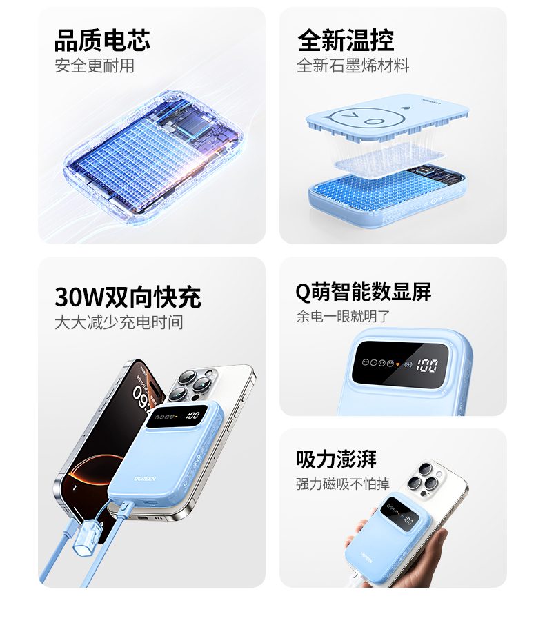 绿联PB575 内置17颗N52磁芯 磁吸力提升1.6倍