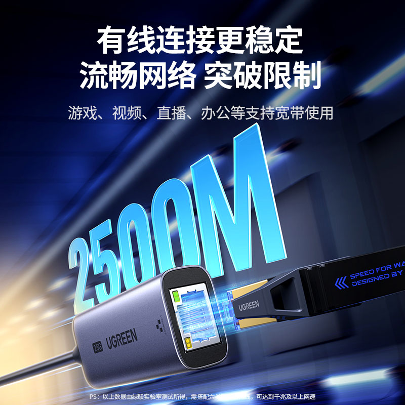 绿联USB转2.5G有线网卡 USB转RJ45网口转换器