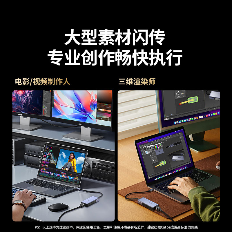 绿联Type-C转5GbE有线网卡 USB-C转RJ45转接器