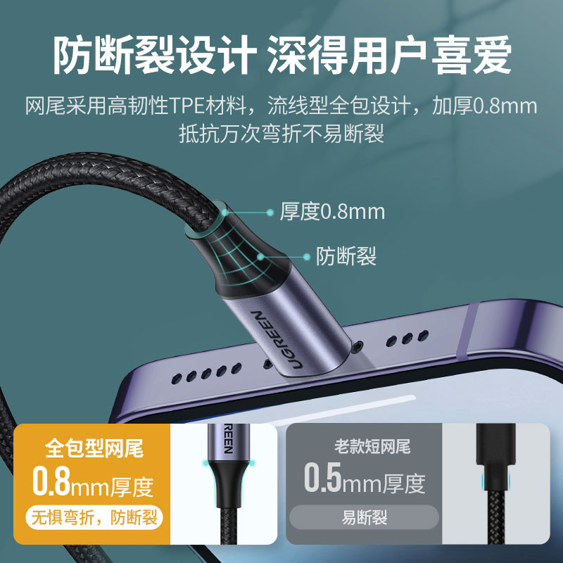 绿联USB-C to Lightning 数据线 iPhone14数据线