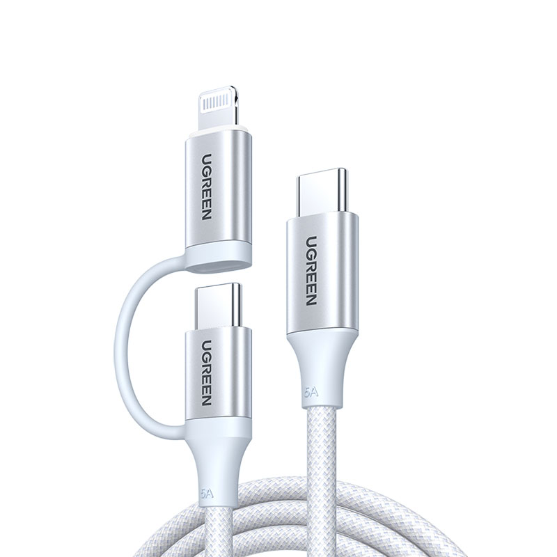 绿联双Type-C转Lightning 二合一数据线