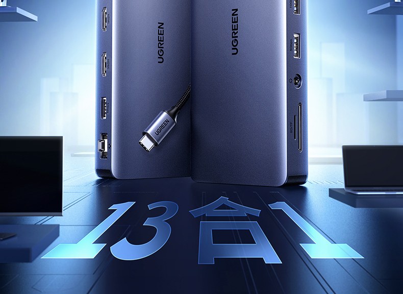 双HDMI+DP接口 4K60Hz高清输出 四屏异显高效办公 双HDMI+DP接口 4K60Hz高清输出 四屏异显高效办公