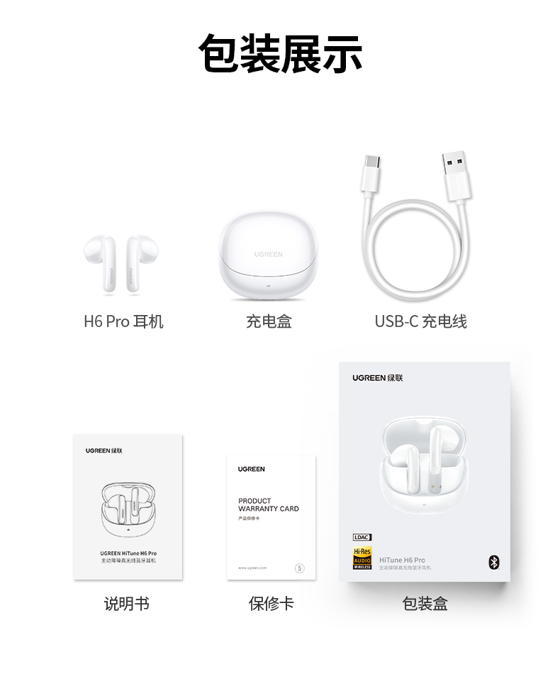 绿联WS215 HiTune H6 Pro+ 半入耳降噪耳机 全场景适配 绿联WS215 HiTune H6 Pro+ 半入耳降噪耳机 全场景适配
