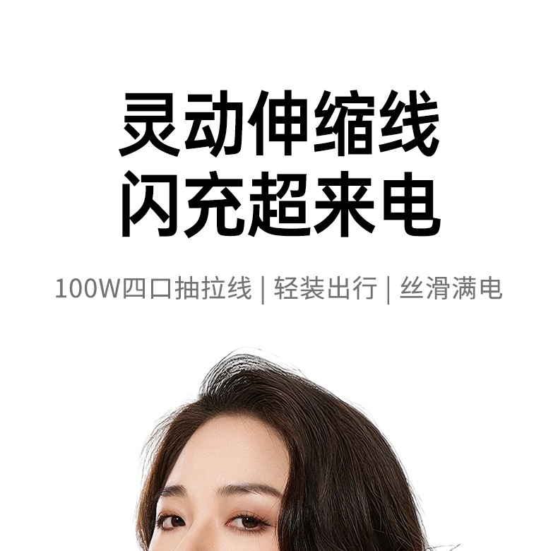 绿联100W伸缩线氮化镓快充充电器外观展示 绿联100W伸缩线氮化镓快充充电器外观展示