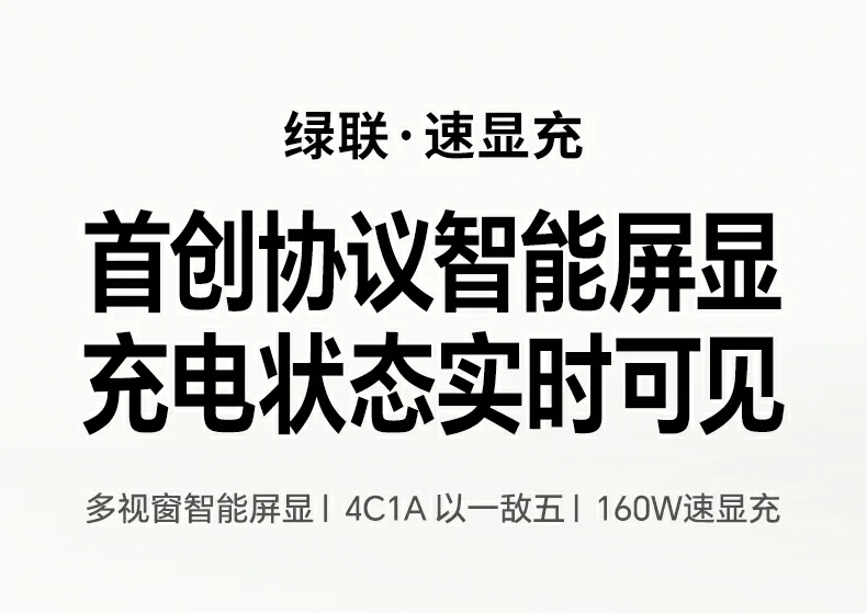 绿联X774 160W氮化镓充电器 外观展示 绿联X774 160W氮化镓充电器 外观展示