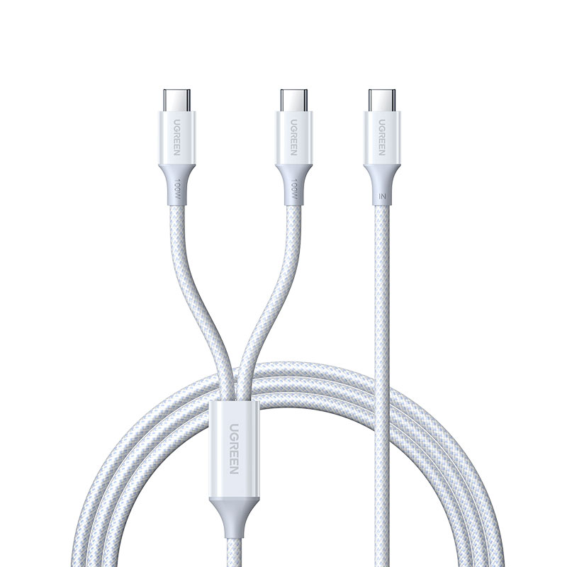 绿联二合一编织数据线Type-C双头 PD100W快充