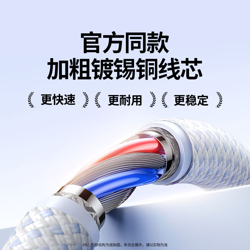 绿联二合一编织数据线Type-C双头 PD100W快充